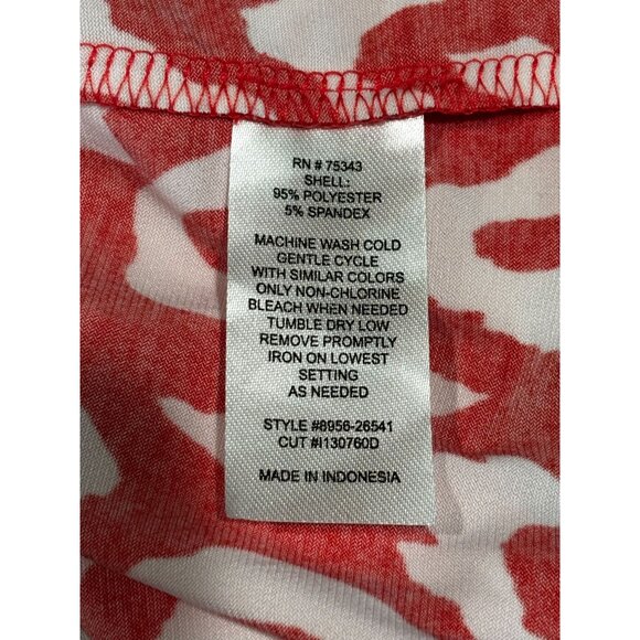 Valerie Bertinelli Red & White Animal Print Dress Size 8 Polyester Spandex - Picture 5 of 11